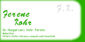 ferenc kohr business card